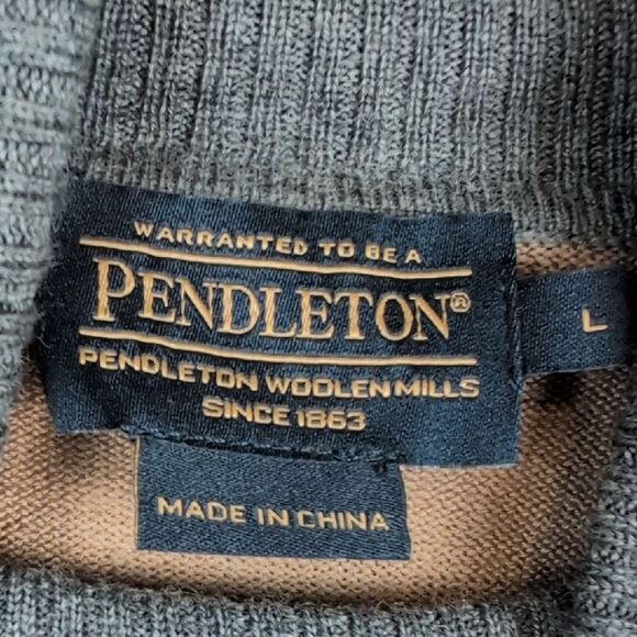 Pendleton Merino Wool Ragland Turtleneck Sweater Camel Gray Size L - Picture 2 of 9
